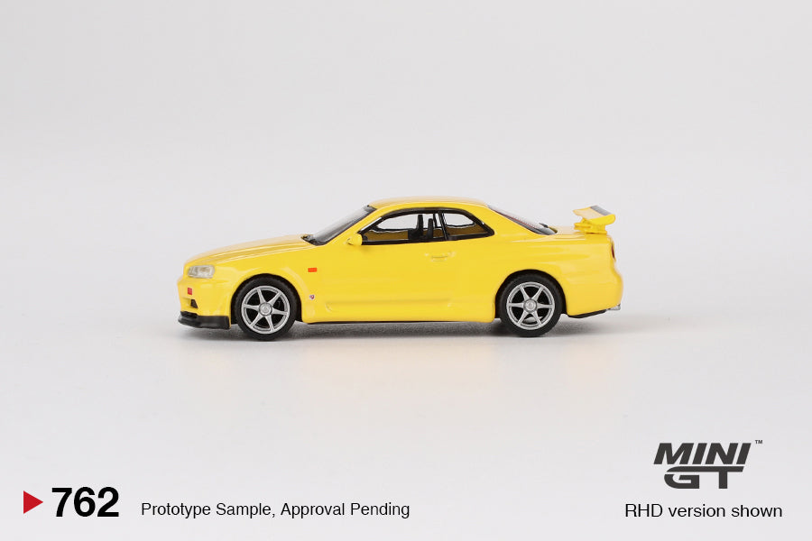 Mini GT 762 NIssan Skyline GT-R (R34) V-Spec Lightning Yellow