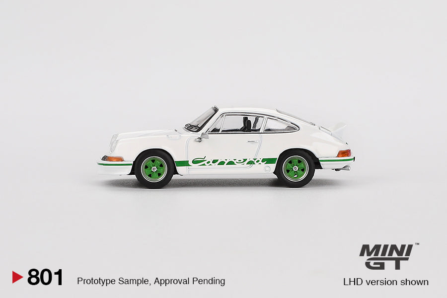 Mini GT 801 Porsche 911 Carrera RS 2.7 Grand Prix White with Green Livery