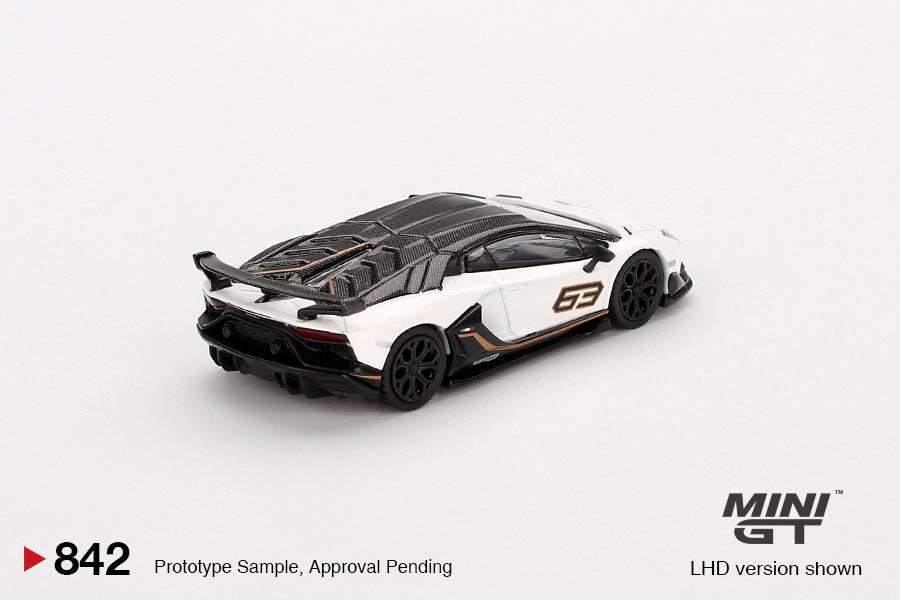 Mini GT 842 Lamborghini Aventador SVJ 63 Bianco Asopo
