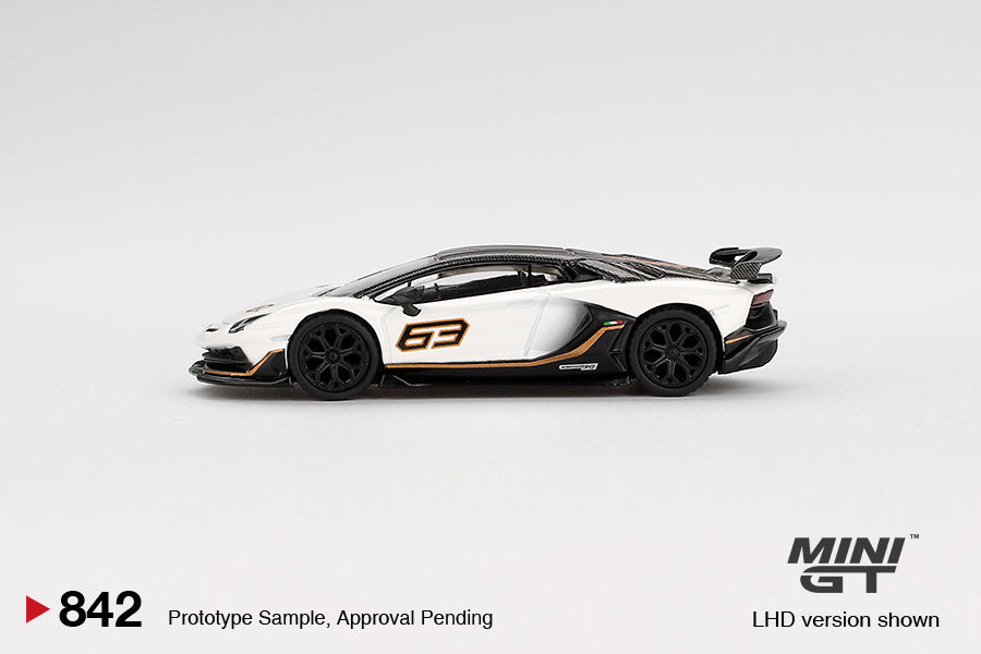 Mini GT 842 Lamborghini Aventador SVJ 63 Bianco Asopo