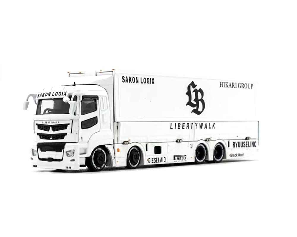 GCD 1:64 Liberty Walk LB-Trucks Mitsubishi Fuso Super Great Transporter Sakon Logix – White 301