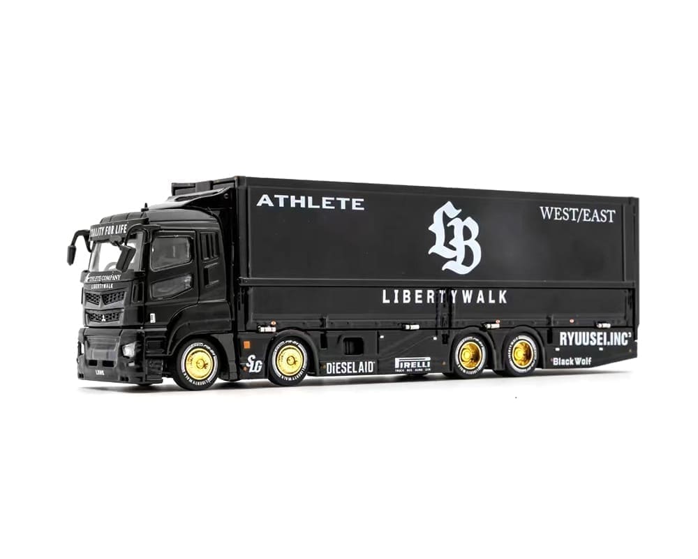 GCD 1:64 Liberty Walk LB-Trucks Mitsubishi Fuso Super Great Transporter Sakon Logix – Black 302