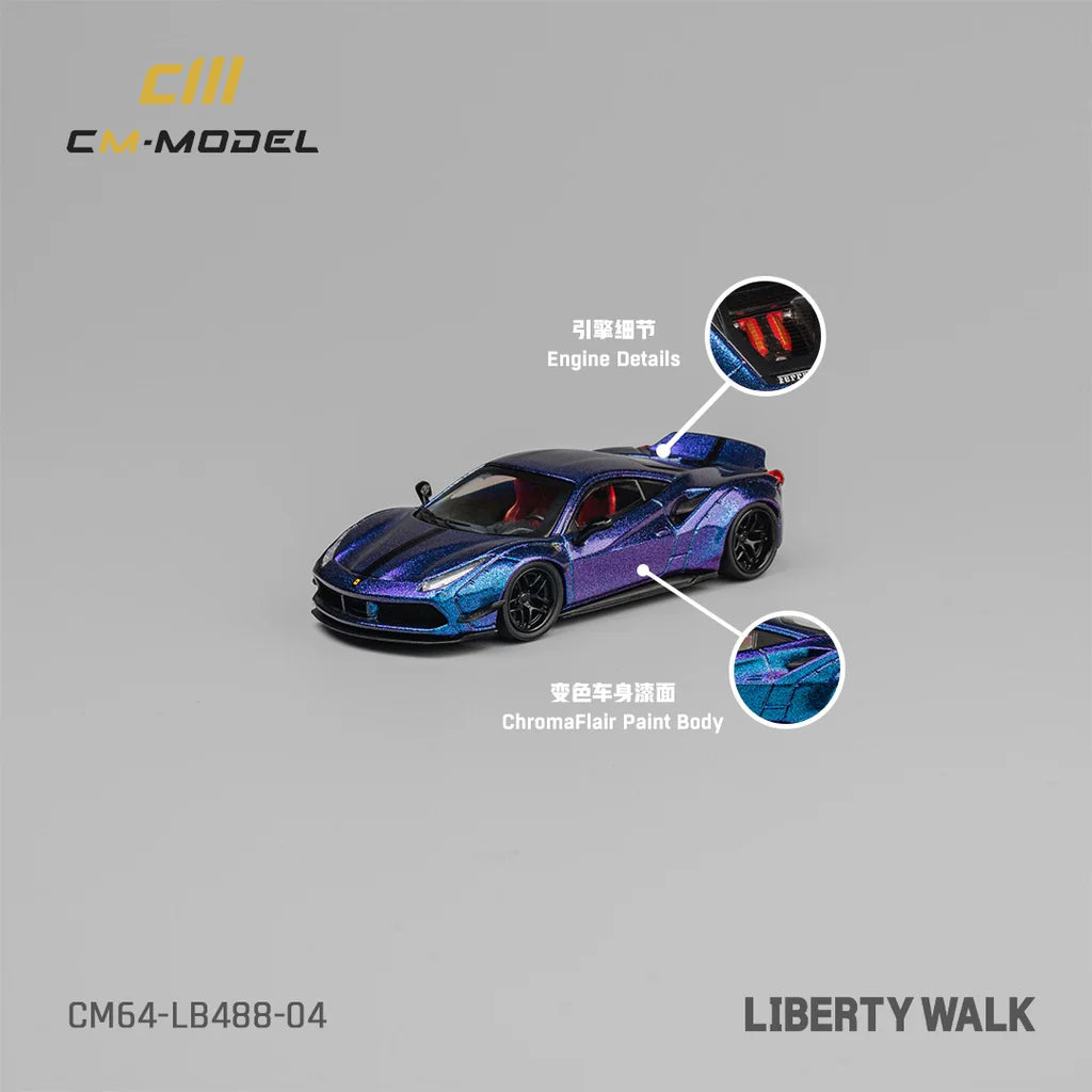 CM Model Ferrari 488 LB-WORKS Metallic Purple