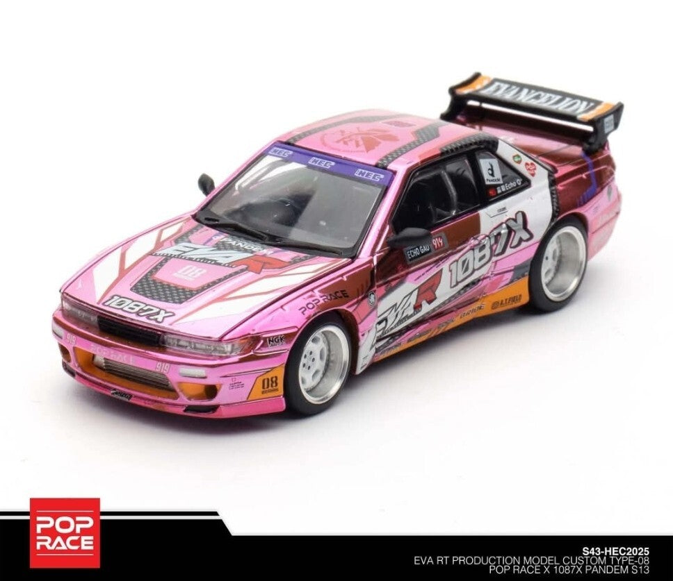 S43-HEC2025 Pop Race XCARTOYS 1/64 EVA RT Production Model Custom Type-08 POP RACE X 1087X Pandem S13