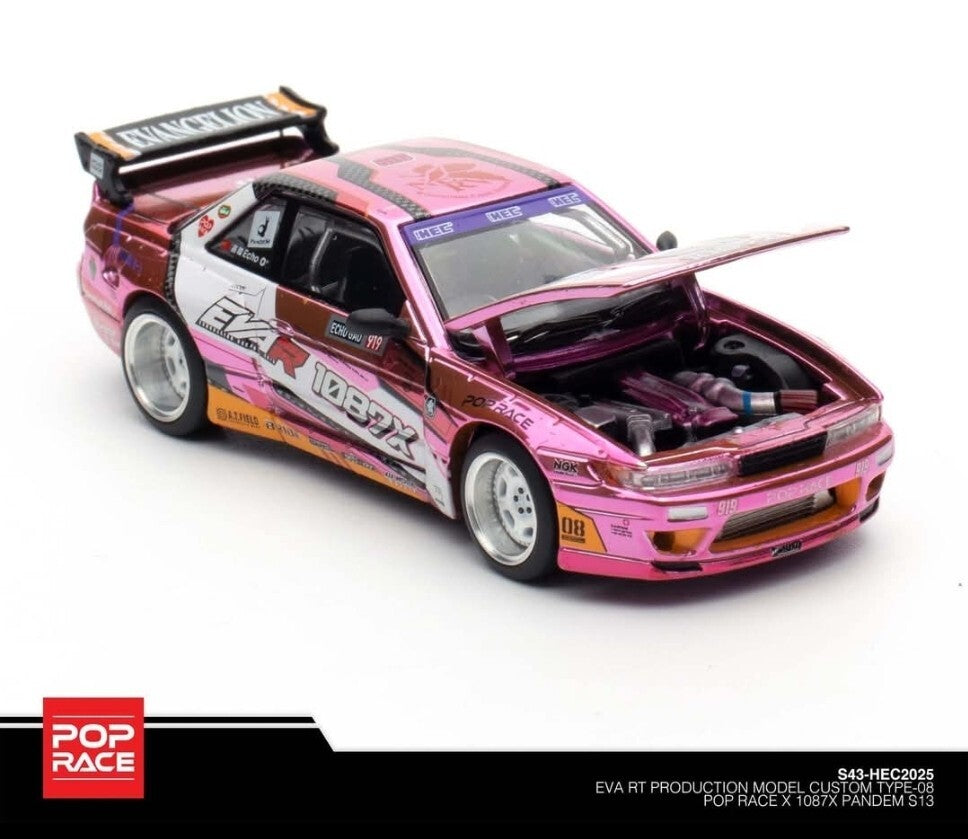 S43-HEC2025 Pop Race XCARTOYS 1/64 EVA RT Production Model Custom Type-08 POP RACE X 1087X Pandem S13