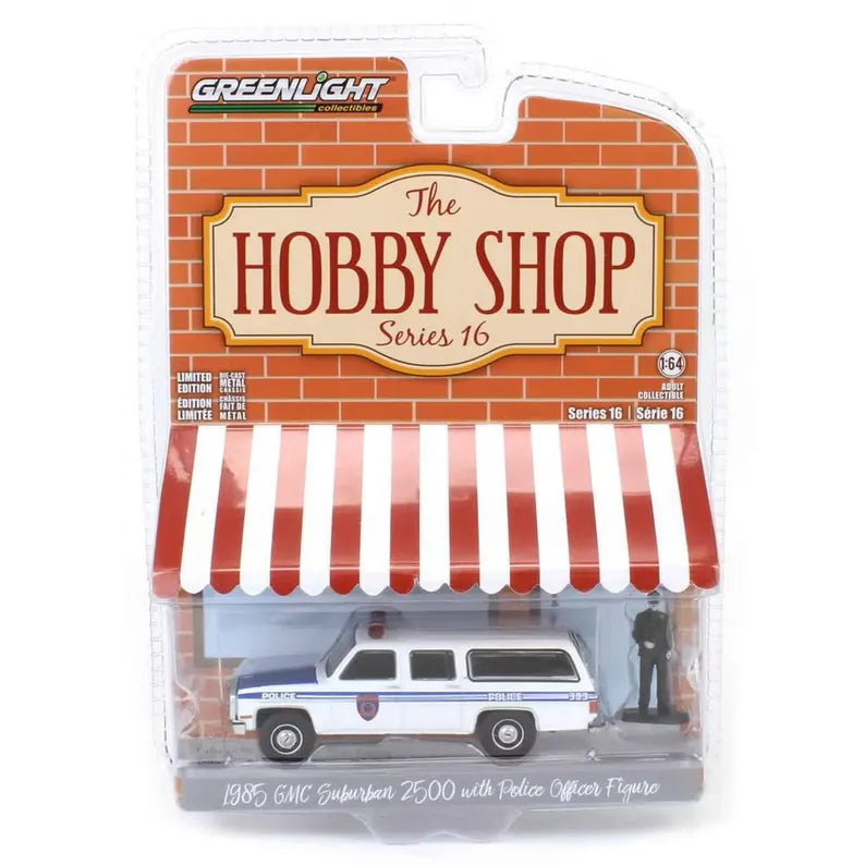 Greenlight Collectibles 1985 GMC Suburban 2500 with Police Officer Figure