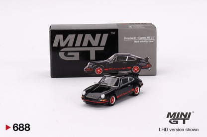 Mini GT 688 Porsche 911 Carrera RS 2.7 Black with Red Livery