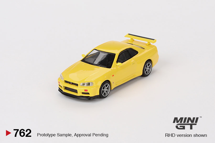 Mini GT 762 NIssan Skyline GT-R (R34) V-Spec Lightning Yellow