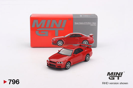 Mini GT 796 NIssan Skyline GT-R (R34) V-Spec Active Red