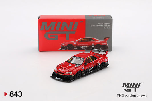 Mini GT 843 Nissan LB-ER34 Super Silhouette SKYLINE Red/Black