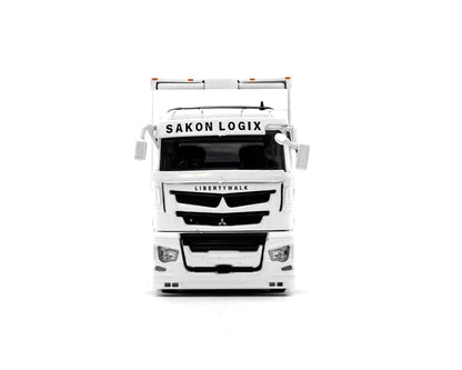 GCD 1:64 Liberty Walk LB-Trucks Mitsubishi Fuso Super Great Transporter Sakon Logix – White 301