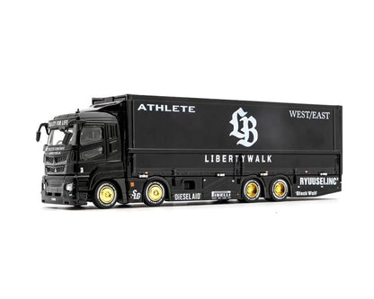 GCD 1:64 Liberty Walk LB-Trucks Mitsubishi Fuso Super Great Transporter Sakon Logix – Black 302