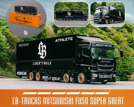 GCD 1:64 Liberty Walk LB-Trucks Mitsubishi Fuso Super Great Transporter Sakon Logix – Black 302