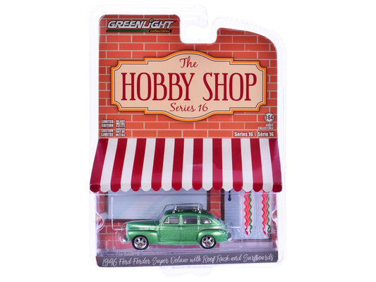 Greenlight Collectibles 1946 Ford Fordor Super Deluxe with Roff Rack and Surfboards